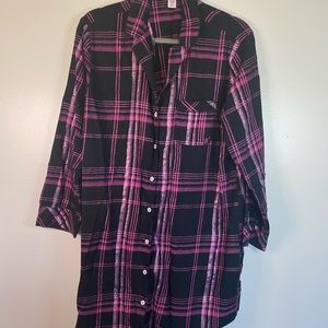 Victoria secret plaid button up nightgown size Medium